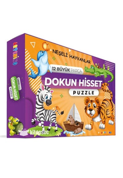 Neşeli Hayvanları - 12 Büyük Parça - Dokun Hisset - Puzzle - Artenino Yayıncılık
