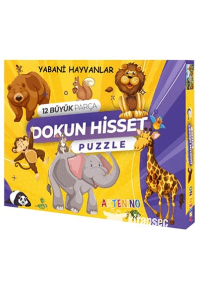 Yabani Hayvanları - 12 Büyük Parça - Dokun Hisset - Puzzle - Artenino Yayıncılık