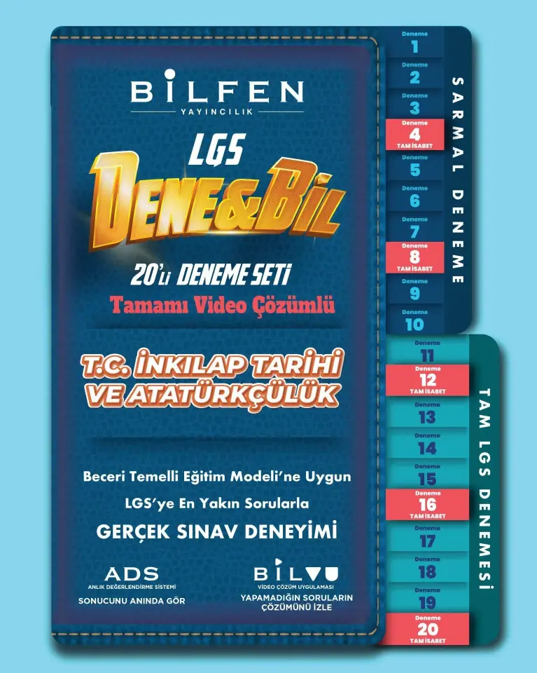 8. Sınıf Dene & Bil T.C. İnkılap Tarihi ve Atatürkçülük 20'li Deneme - Bilfen Yayıncılık