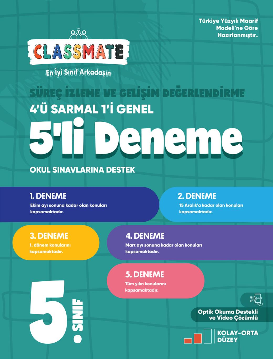 5. Sınıf Classmate Süreç İzleme ve Gelişim Değerlendirme 5'li Deneme - Okyanus Yayınları