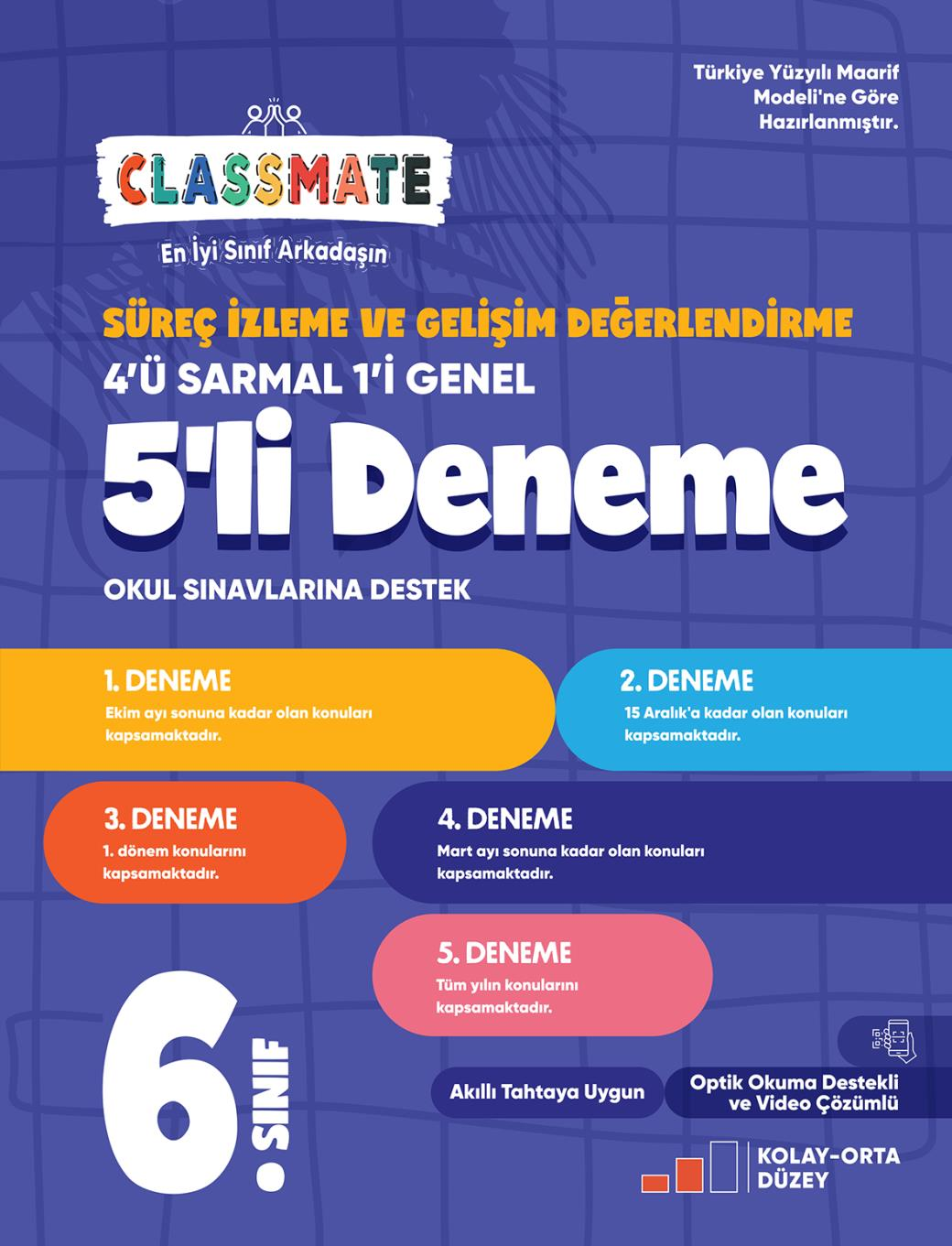 6. Sınıf Classmate Süreç İzleme ve Gelişim Değerlendirme 5'li Deneme - Okyanus Yayınları