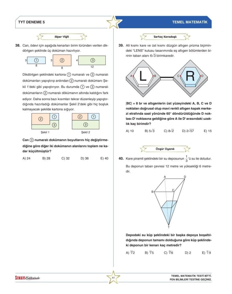 250 Yazardan Sınav Kalitesinde TYT 5 Deneme: Çıkması Muhtemel 600 Soru